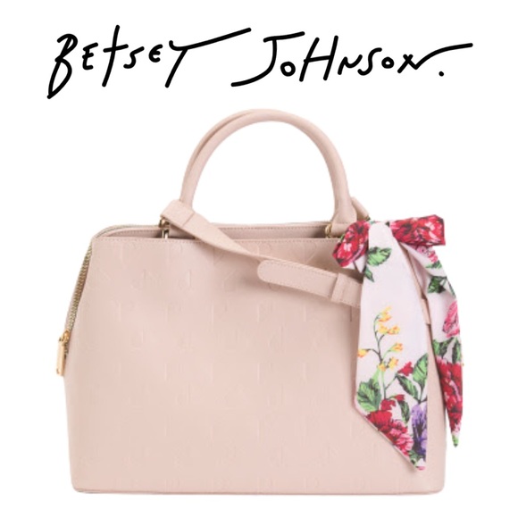 Betsey Johnson Handbags - Betsey Johnson Cream Satchel with Floral Scarf